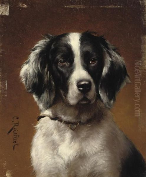 A Spaniel Oil Painting by Carl Reichert