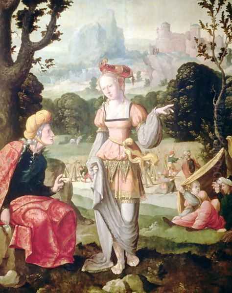 Ruth and Naomi in the field of Boaz, c.1530-40 Oil Painting by Jan Van Scorel