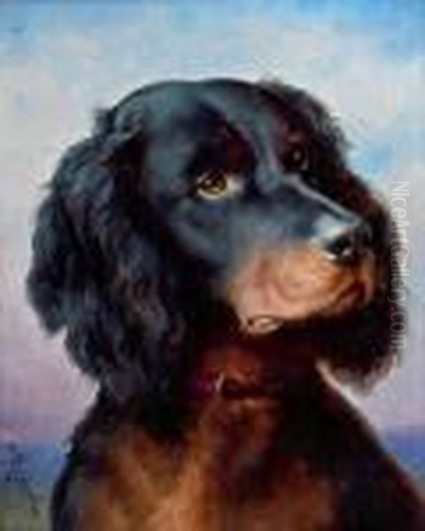 Hundeportrait Oil Painting by Carl Reichert