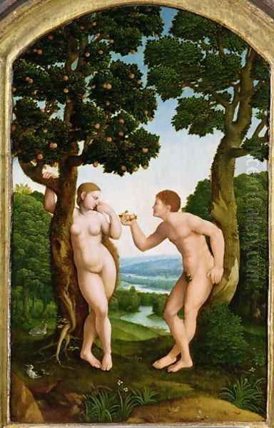 Adam and Eve in Paradise Oil Painting by Jan Van Scorel