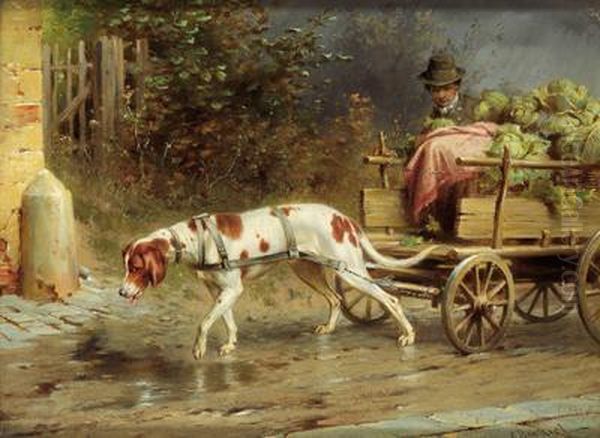 Schwere Last - Auf Dem Weg Zum Markt Oil Painting by Carl Reichert