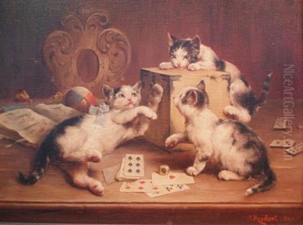 Gefahrliches Spiel (dangerous Play) Oil Painting by Carl Reichert