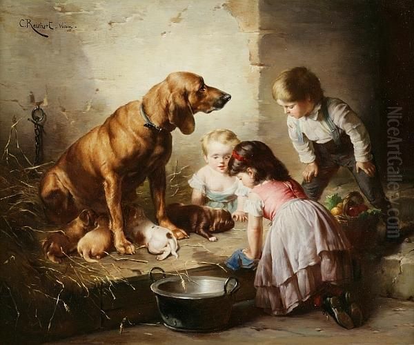 The New Litter Oil Painting by Carl Reichert