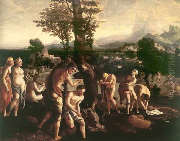 The Baptism of Christ c. 1530 Oil Painting by Jan Van Scorel