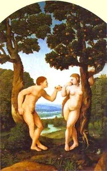 Adam And Eve 1540 Oil Painting by Jan Van Scorel