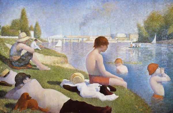 Bathing at Asnieres Oil Painting by Georges Seurat