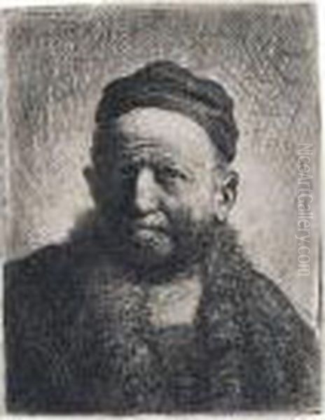 A Man Wearing A Close Cap: Bust Oil Painting by Rembrandt Van Rijn