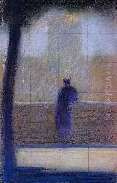 Man Leaning on a Parapet Oil Painting by Georges Seurat