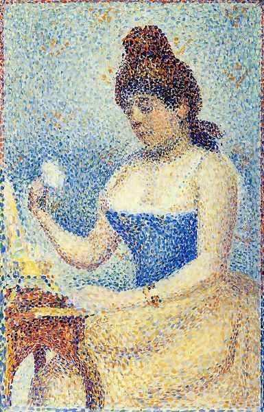 Study for 'Young Woman Powdering Herself' Oil Painting by Georges Seurat