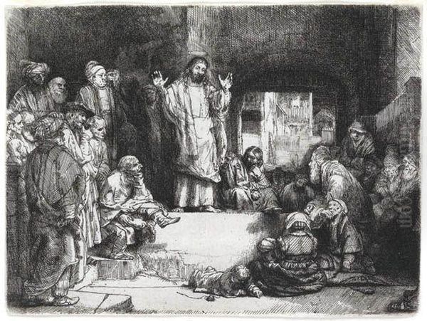 Christ Preaching Oil Painting by Rembrandt Van Rijn