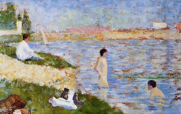 Bathers in the Water Oil Painting by Georges Seurat