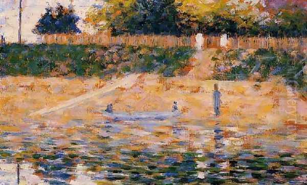 Boats near the Beach at Asnieres Oil Painting by Georges Seurat