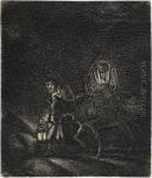 The Flight Into Egypt: A Night Piece Oil Painting by Rembrandt Van Rijn