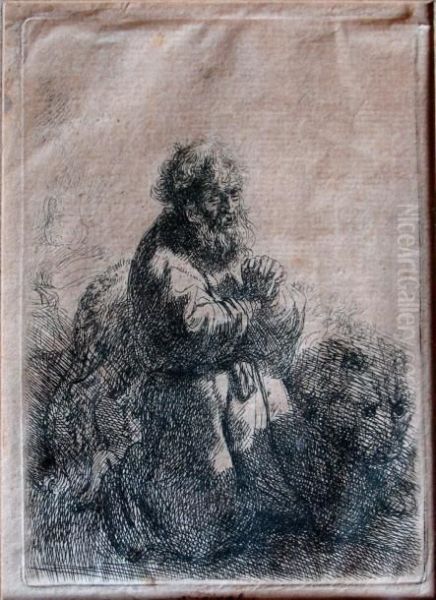 Saint Jerome Agenouille En Priere Oil Painting by Rembrandt Van Rijn