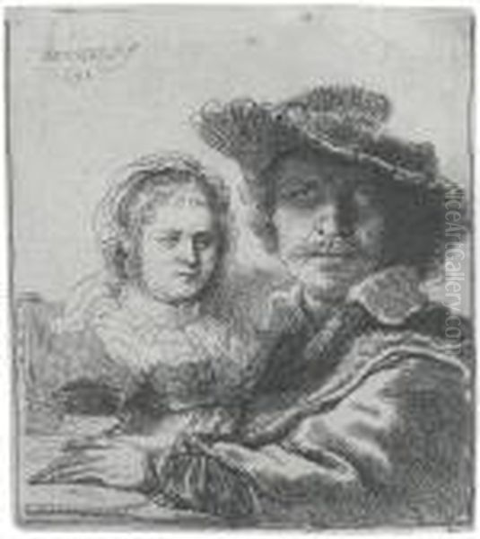 Self Portrait With Saskia Oil Painting by Rembrandt Van Rijn