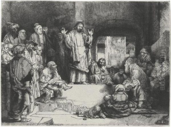 Christ Preaching Oil Painting by Rembrandt Van Rijn