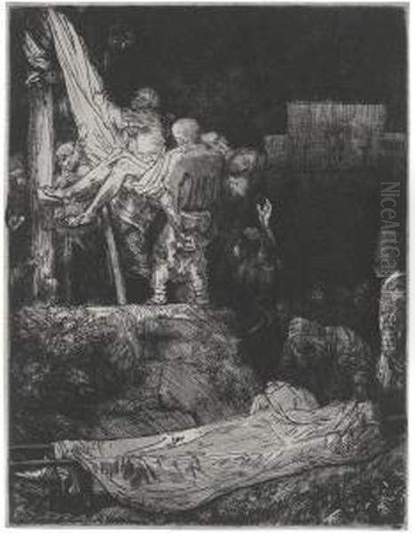 The Descent From The Cross By Torchlight (b., Holl. 83; H. 280; Bb. 54-g) Oil Painting by Rembrandt Van Rijn