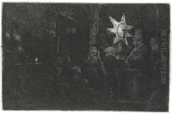 The Star Of The Kings: A Night Piece Oil Painting by Rembrandt Van Rijn