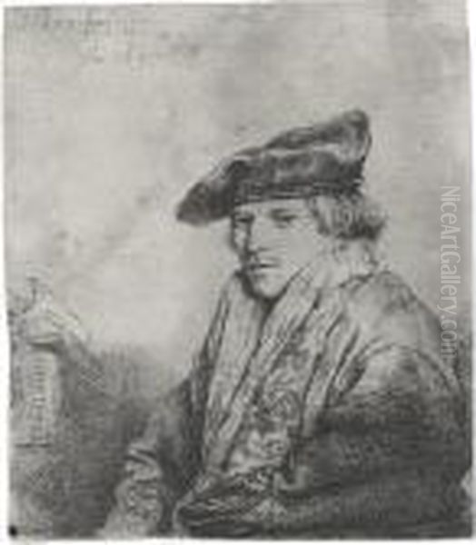 Young Man In A Velvet Cap Oil Painting by Rembrandt Van Rijn