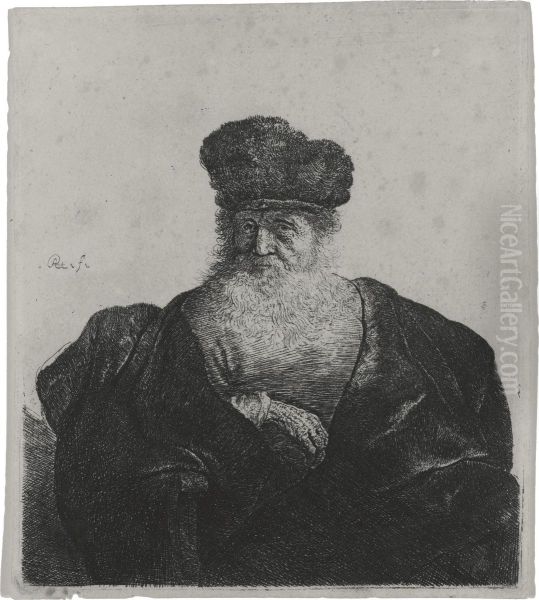 Old Man With A Beard, Fur Cap, And Velvet Cloak Oil Painting by Rembrandt Van Rijn