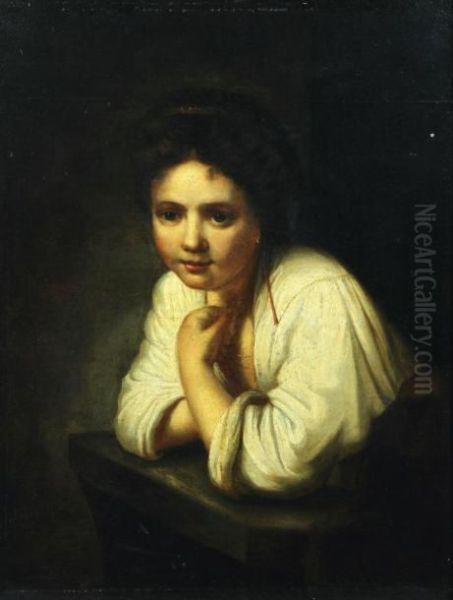 Jeune Fille A Sa Fenetre Oil Painting by Rembrandt Van Rijn