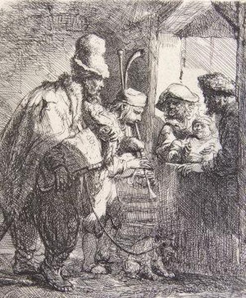 The Strolling Musicians Oil Painting by Rembrandt Van Rijn