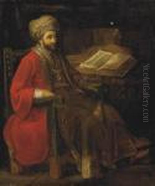 King David In Contemplation Oil Painting by Rembrandt Van Rijn