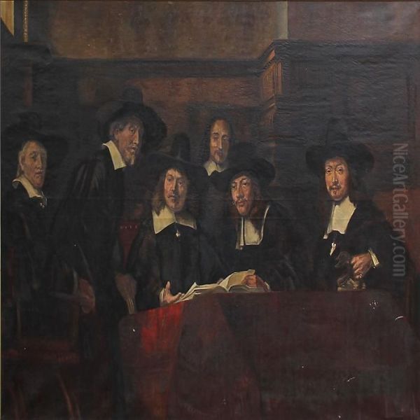 The Syndics Of The Clothmakers' Guild Oil Painting by Rembrandt Van Rijn