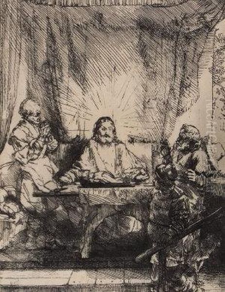 Christ At Emmaus Oil Painting by Rembrandt Van Rijn