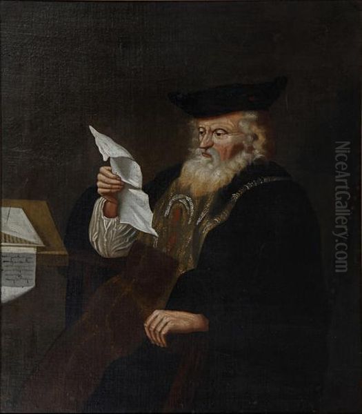 Portrait Of A Rabbi Oil Painting by Rembrandt Van Rijn