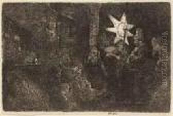 Saint Peter And Saint John Healing The Cripple At The Gate Of The Temple Oil Painting by Rembrandt Van Rijn