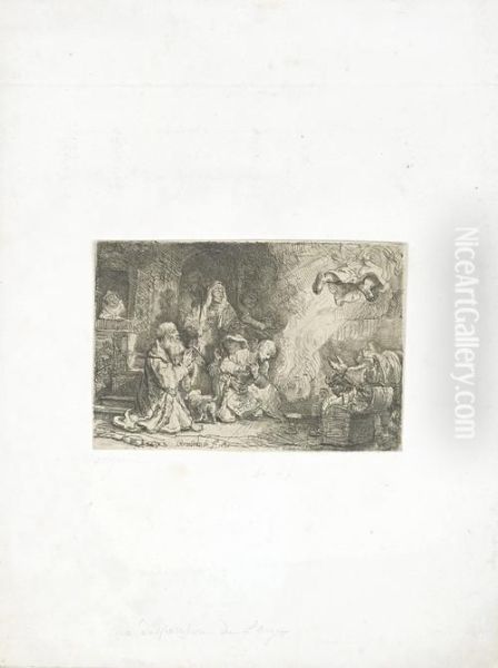 The Angel Departing From The Family Of Tobias; The Tribute Money Oil Painting by Rembrandt Van Rijn