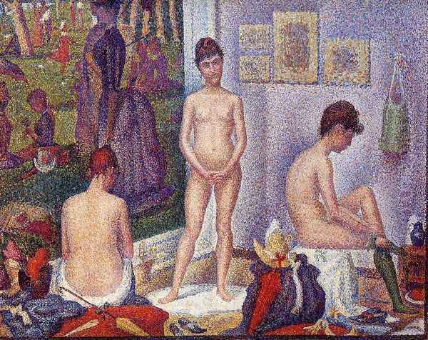 Models (small version) Oil Painting by Georges Seurat