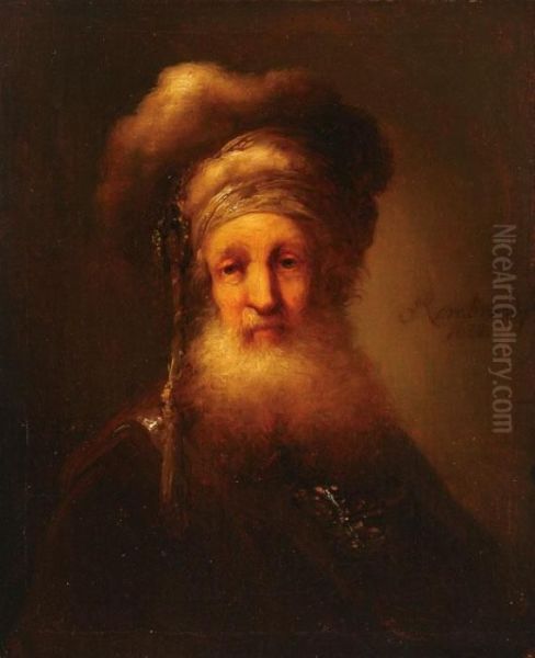 Bearded Man In Oriental Costume Oil Painting by Rembrandt Van Rijn