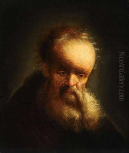 Head Of A Philosopher Oil Painting by Rembrandt Van Rijn