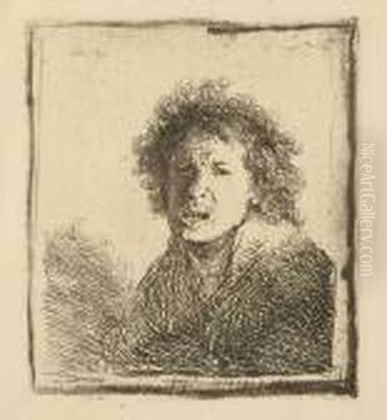 Self Portrait With Open Mouth Oil Painting by Rembrandt Van Rijn