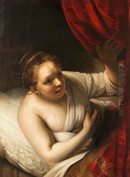 A Woman In Bed Oil Painting by Rembrandt Van Rijn