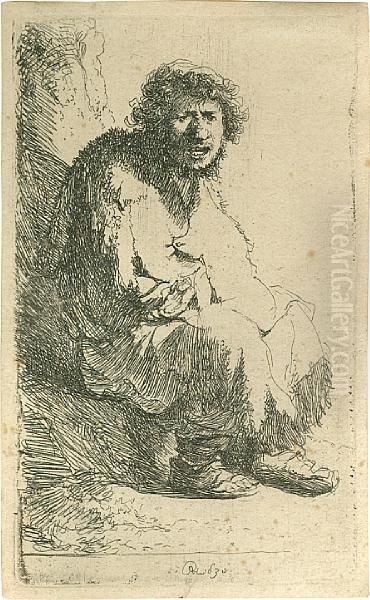 A Beggar Seated On A Bank Oil Painting by Rembrandt Van Rijn