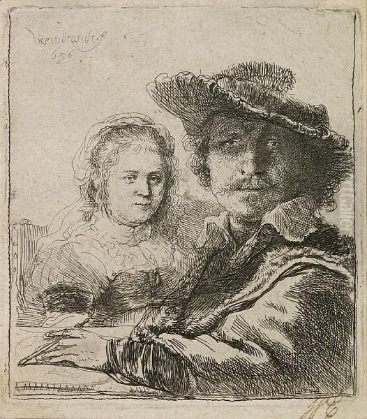 Self Portrait With Saskia Oil Painting by Rembrandt Van Rijn