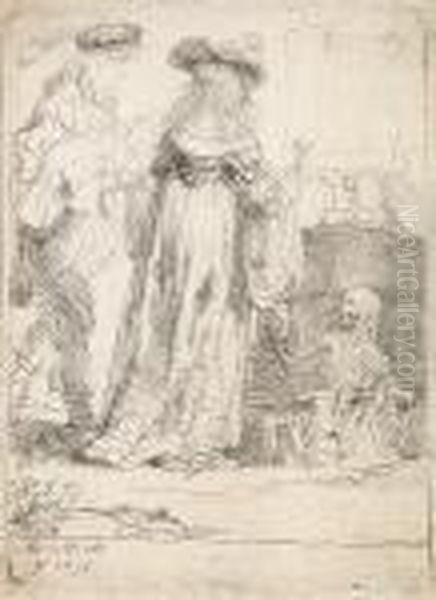 Death Appearing To A Wedded Couple From An Open Grave Oil Painting by Rembrandt Van Rijn