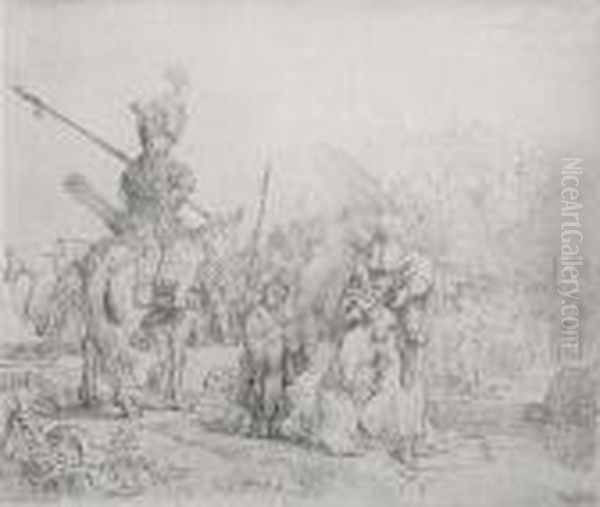 The Baptism Of The Eunuch Oil Painting by Rembrandt Van Rijn