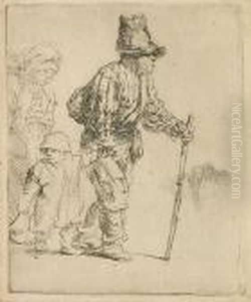 Peasant Family On The Tramp Oil Painting by Rembrandt Van Rijn