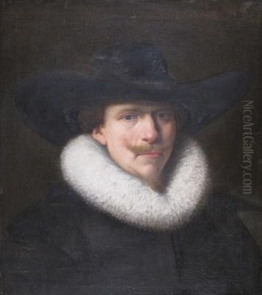 Portrait Of A Gentleman In A Ruff And Wide-brimmed Hat Oil Painting by Rembrandt Van Rijn