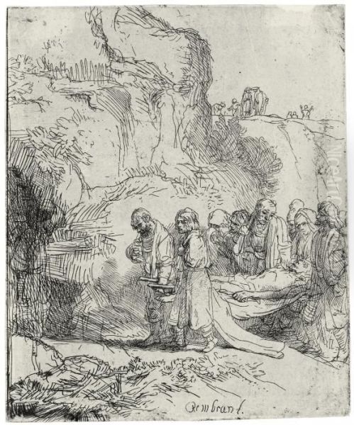 Christ Carried To The Tomb Oil Painting by Rembrandt Van Rijn