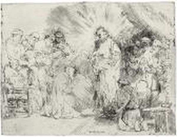 Christ Appearing To The Apostles Oil Painting by Rembrandt Van Rijn