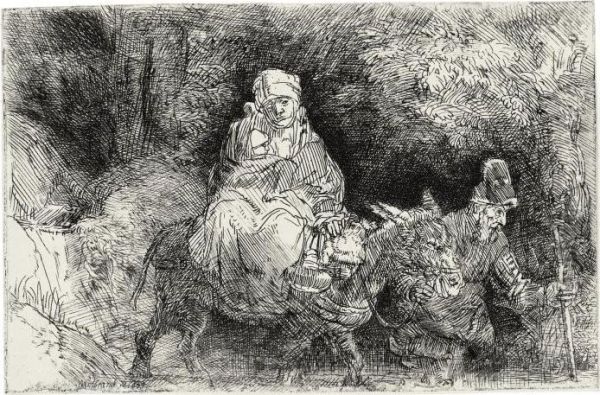 The Flight From Egypt: Crossing A Brook Oil Painting by Rembrandt Van Rijn