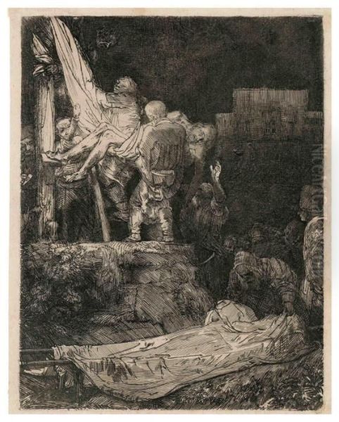 The Descent From The Cross By Torchlight Oil Painting by Rembrandt Van Rijn