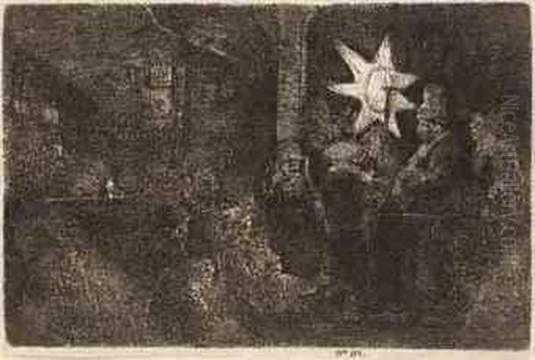 The Star Of The Kings: A Night Piece Oil Painting by Rembrandt Van Rijn