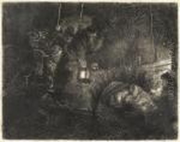 The Adoration Of The Shepherds By Night Oil Painting by Rembrandt Van Rijn