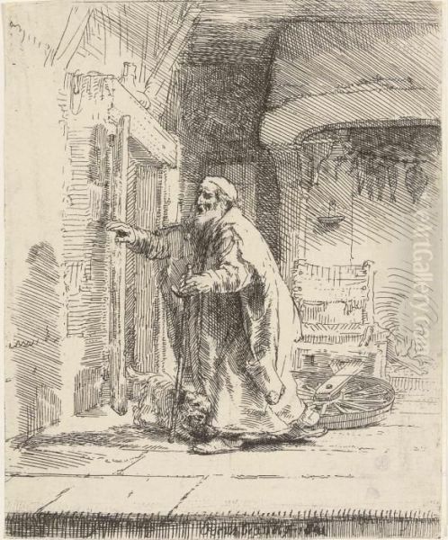 The Blindness Of Tobit: Large Plate Oil Painting by Rembrandt Van Rijn